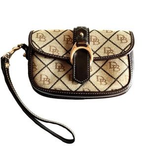 Dooney & Bourke Beige and Brown Monogram Wristlet